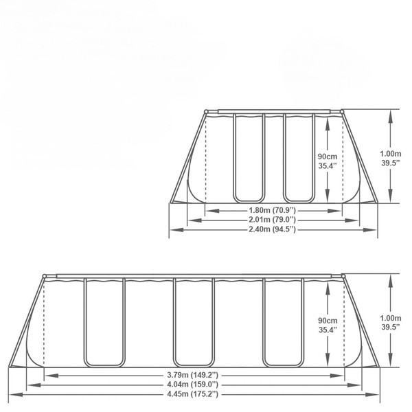 Каркасный прямоугольный бассейн Bestway 56251 BW, 404х201х100см, 6478л, фильтр-насос фото 2